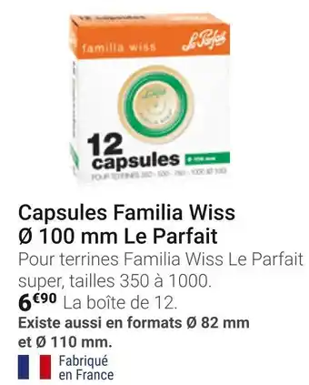 Gamm vert Le parfait capsules familia wiss ø 100 mm offre