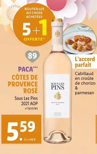 Sous les pins paca côtes de provence rosé