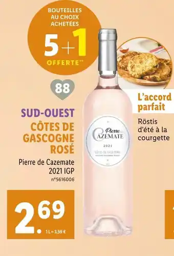 Lidl Côtes de gascogne rosé 2021 igp offre