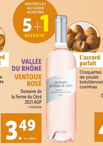 Lidl Domaine de la ferme du cécé vallée du rhône ventoux rosé offre