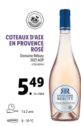 Lidl Domaine rébuty coteaux d'aix en provence rosé offre