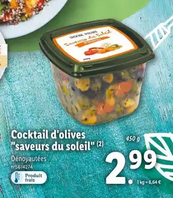 Lidl Saveurs du soleil cocktail d'olives offre
