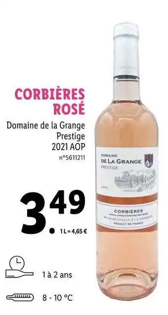 Lidl Domaine de la grange corbières rosé offre
