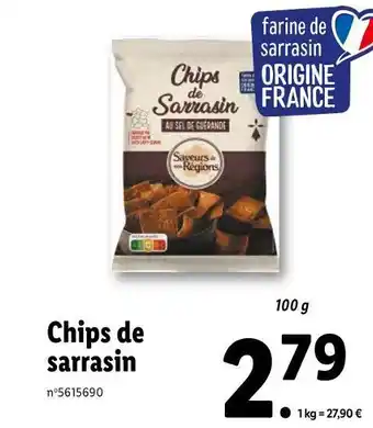 Lidl Saveurs de nos régions chips de sarrasin offre