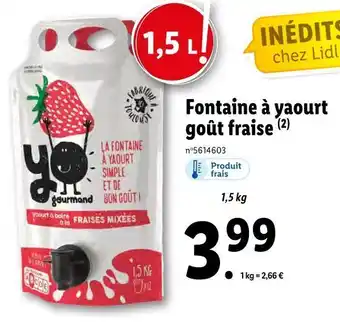 Lidl Yo gourmand fontaine à yaourt goût fraise offre