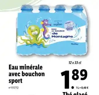 Lidl Saguaro eau minérale avec bouchon sport offre