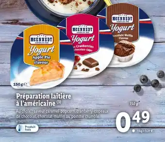 Lidl Mcennedy préparation laitière à l’américaine offre
