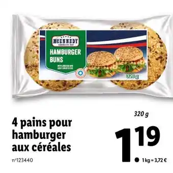 Lidl Mcennedy 4 pains pour hamburger aux céréales offre