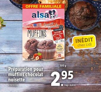 Lidl Alsa préparation pour muffins chocolat noisette offre