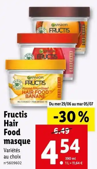 Lidl Garnier fructis hair food masque offre