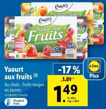 Lidl Envia yaourt aux fruits offre