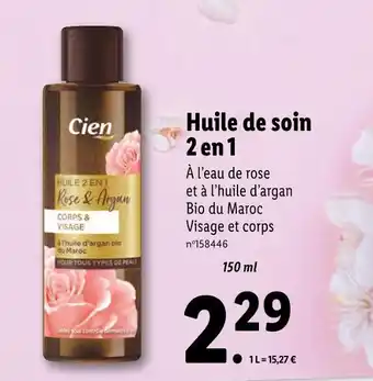 Lidl Cien huile de soin 2 en1 offre