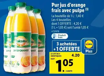Lidl Solevita pur jus d'orange frais avec pulpe offre