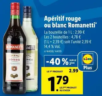 Lidl Romanetti apéritif rouge ou blanc offre