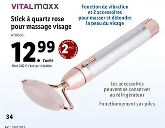 Lidl Vital maxx stick à quartz rose pour massage visage offre
