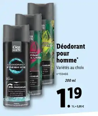 Lidl Cien men déodorant pour homme* offre