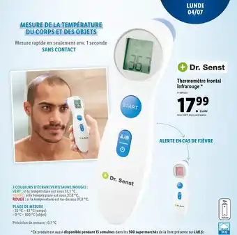 Lidl Dr. senst thermomètre frontal infrarouge offre