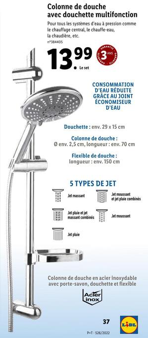 Lidl Colonne de douche avec douchette multifonction offre