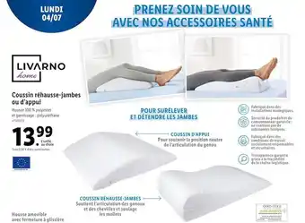 Lidl Livarno coussin réhausse-jambes ou d’appui offre