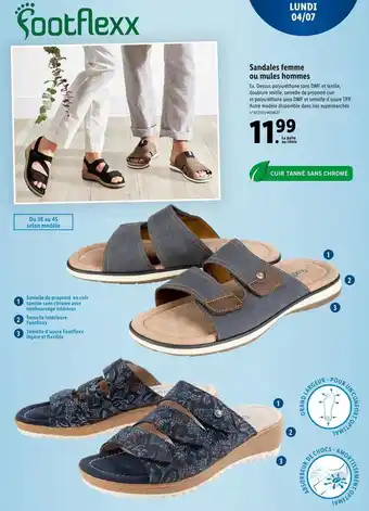 Lidl Footflexx sandales femme ou mules hommes offre
