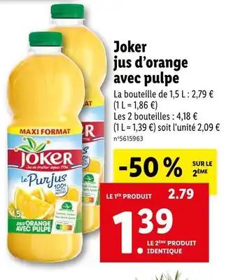 Lidl Joker jus d’orange avec pulpe offre