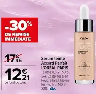 Carrefour L'oréal sérum teinté accord parfait paris offre