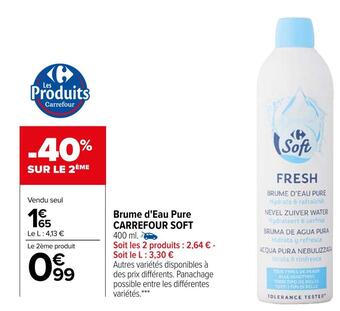 Carrefour Carrefour soft brume d'eau pure offre