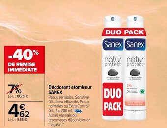 Carrefour Sanex déodorant atomiseur offre