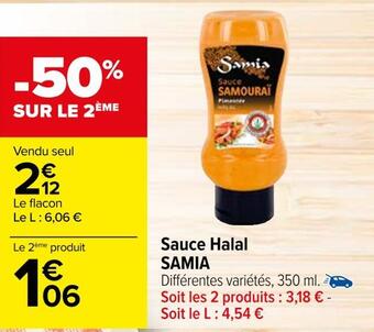 Carrefour Samia sauce halal offre