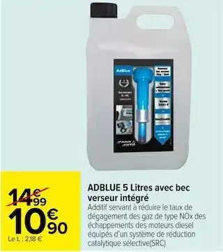 Carrefour Adblue adblue 5 litres avec bec verseur intégré offre