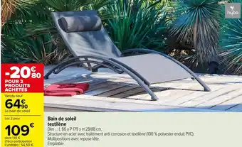 Carrefour Hyba bain de soleil textilène offre