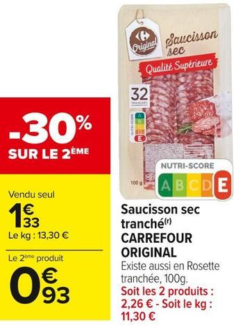 Carrefour Market Carrefour original saucisson sec tranché offre