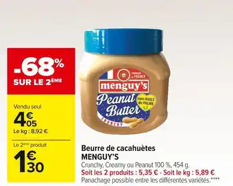 Carrefour Market Menguy’s beurre de cacahuètes offre