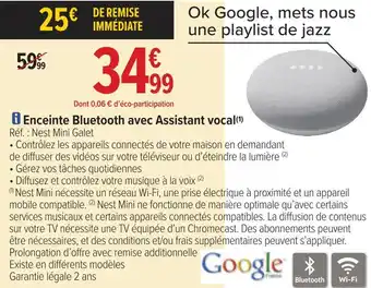 Carrefour Google enceinte bluetooth avec assistant vocal offre