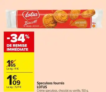 Carrefour Market Lotus speculoos fourrés offre