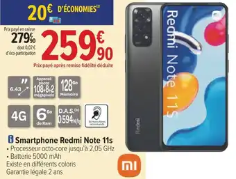 Carrefour Xiaomi smartphone redmi note 11s offre