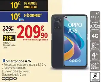 Carrefour Oppo smartphone a76 offre