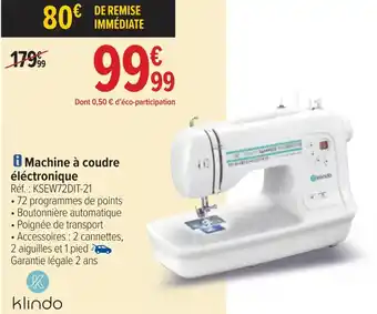 Carrefour Klindo machine à coudre éléctronique offre