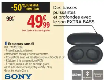 Carrefour Sony écouteurs sans fil offre