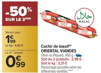 Carrefour Oriental viandes cachir de bœuf offre