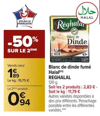 Carrefour Market Reghalal blanc de dinde fumé halal offre