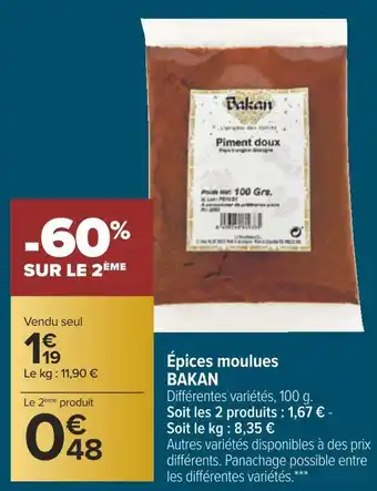 Carrefour Bakan épices moulues offre