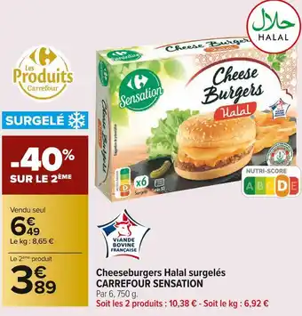 Carrefour Market Carrefour sensation cheeseburgers halal surgelés offre