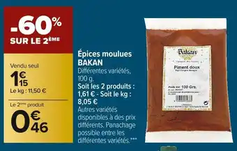 Carrefour Market Bakan épices moulues offre
