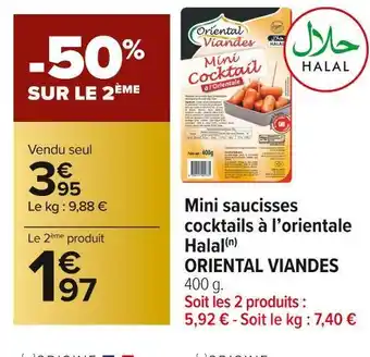 Oriental viandes mini saucisses cocktails à l’orientale halal