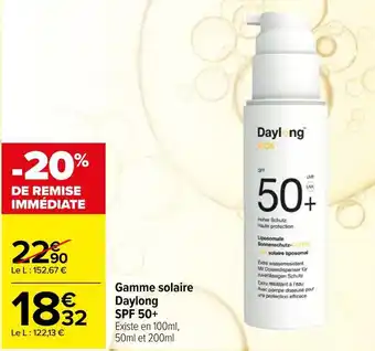 Carrefour Daylong gamme solaire spf 50+ offre