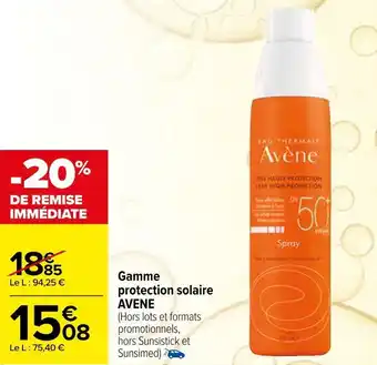 Carrefour Avene gamme protection solaire offre