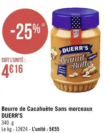 Géant Casino Duerr’s beurre de cacahuète sans morceaux offre