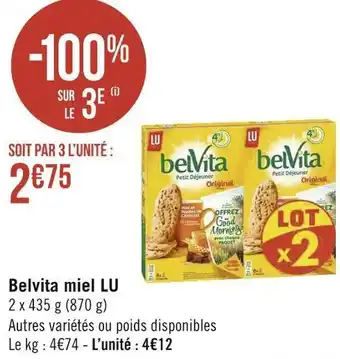Géant Casino Lu belvita miel offre