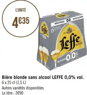 Géant Casino Leffe bière blonde sans alcool 0,0% vol. offre